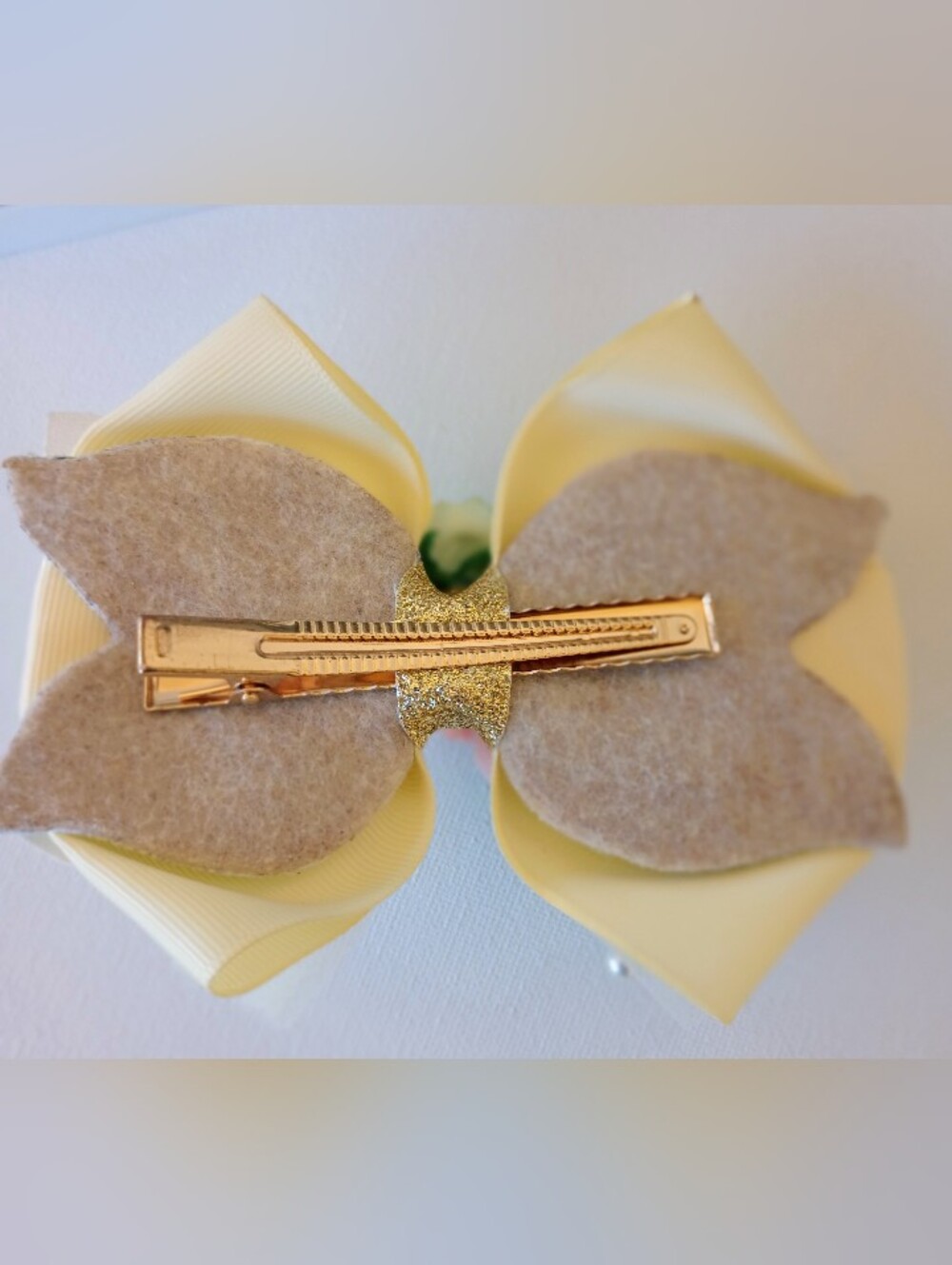 Handmade Cream Tulle Unicorn Doll Bow Hair Clip with Pastel Accents🎀✨ - Picture 7 of 7